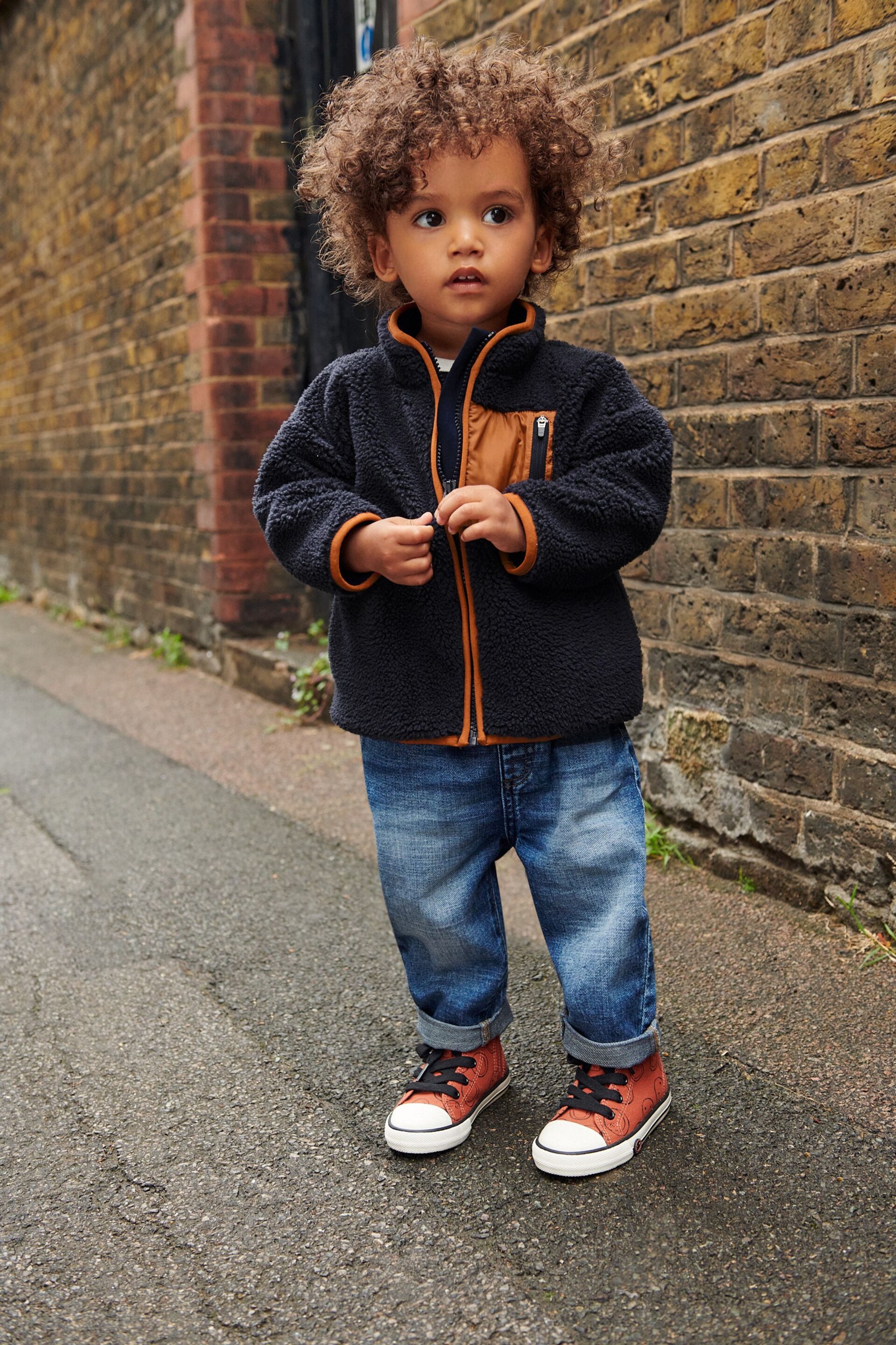 Navy Teddy Borg Fleece Zip Through Jacket (3mths-7yrs) - Image 2 of 7