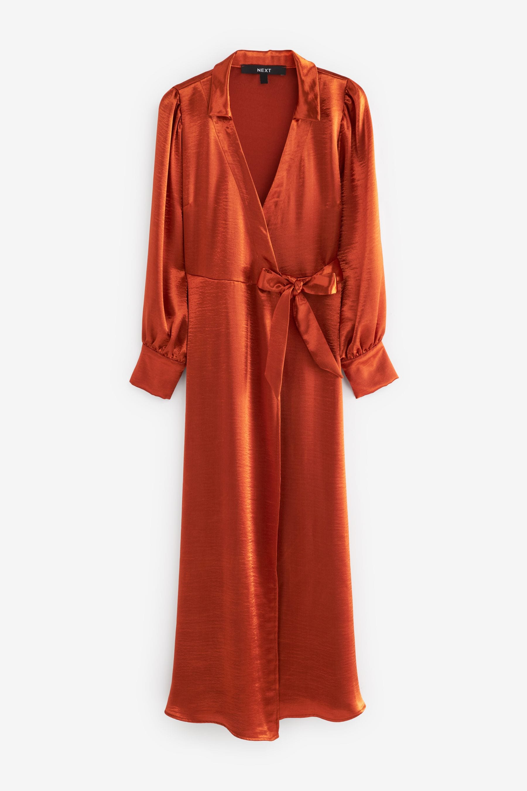 Buy Copper Orange Satin Midi Shirt Dress from Next Luxembourg