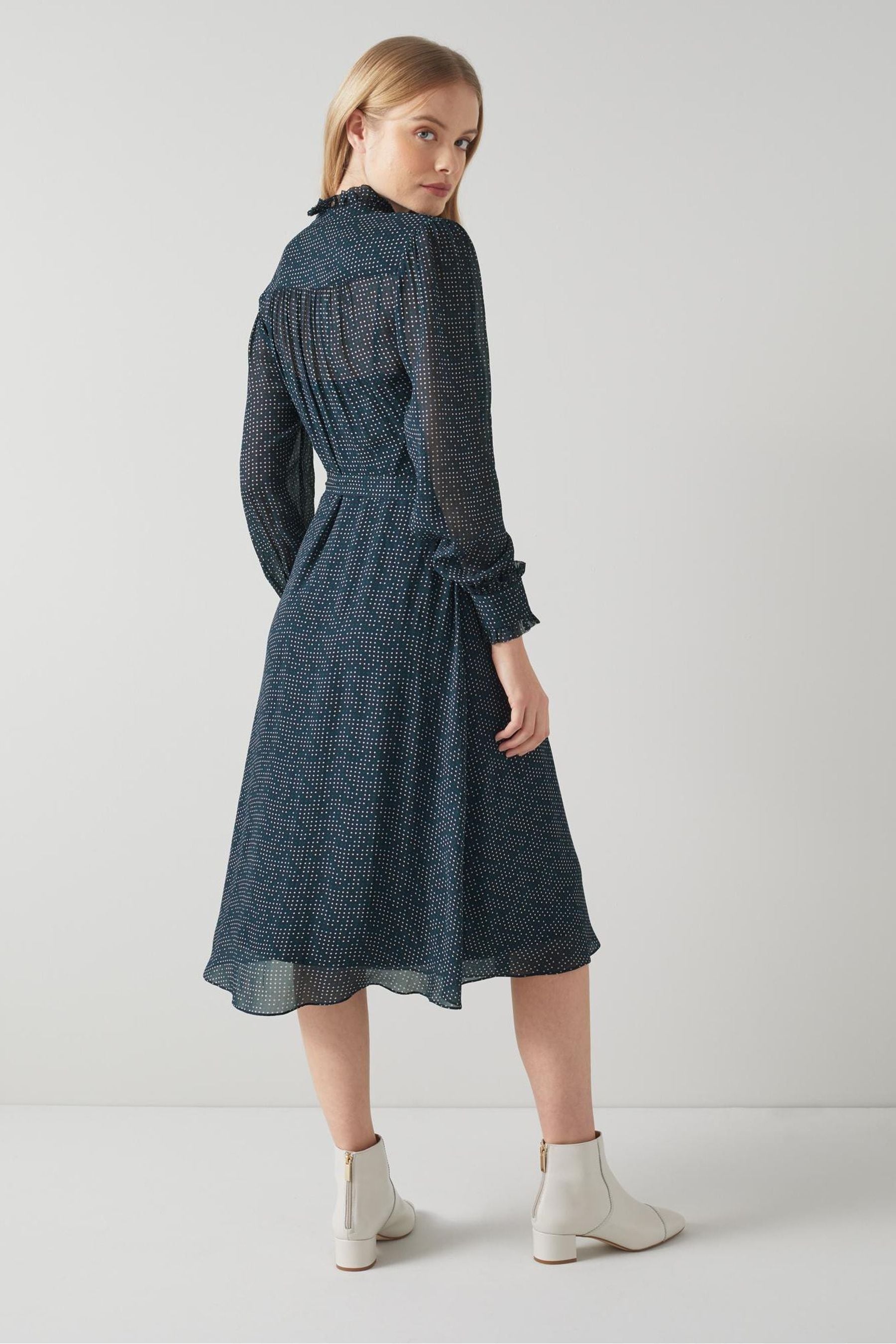 Buy LK Bennett Navy Blue Dellal Optical Spot Shirt Dress from Next Luxembourg