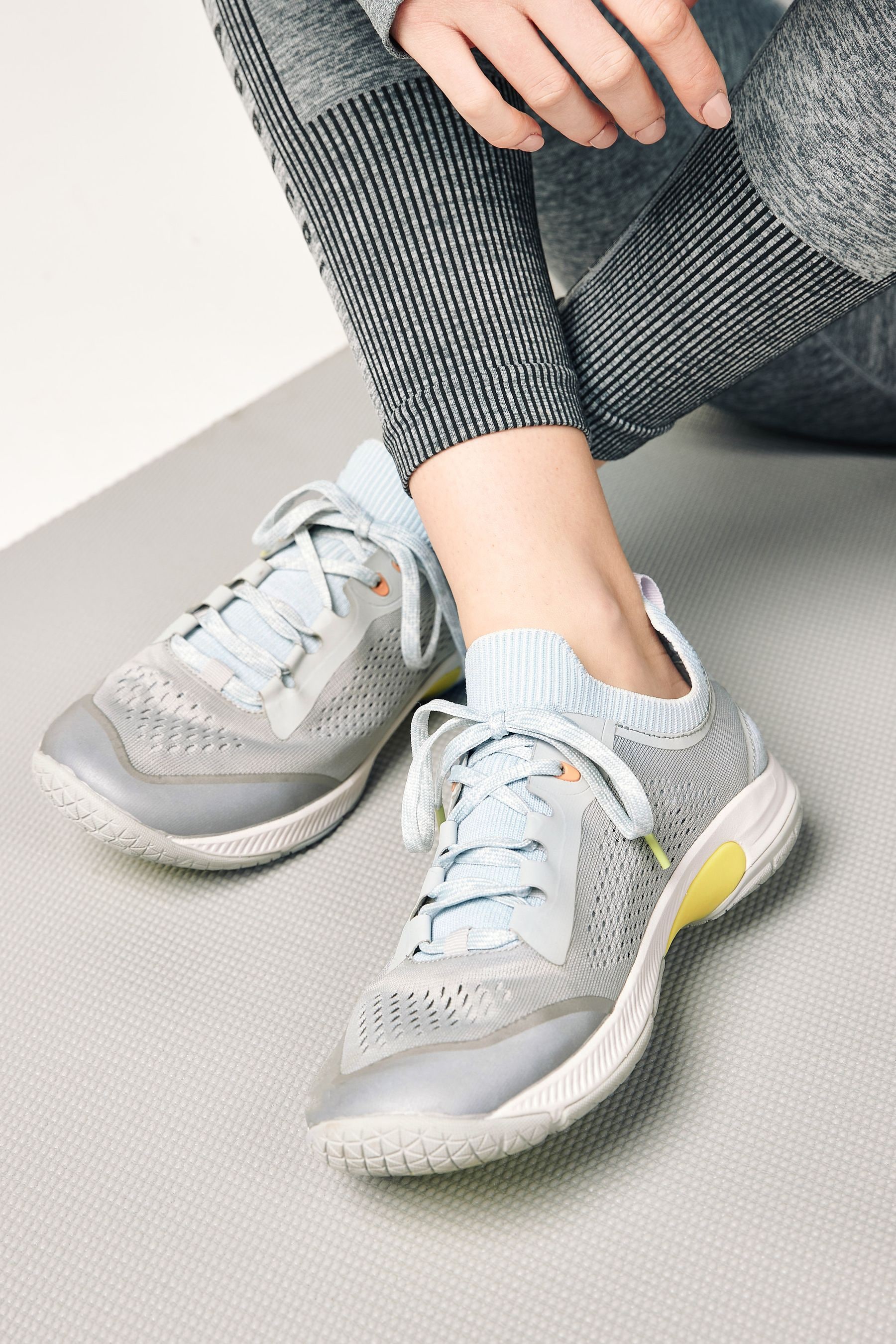 Grey running trainers on sale