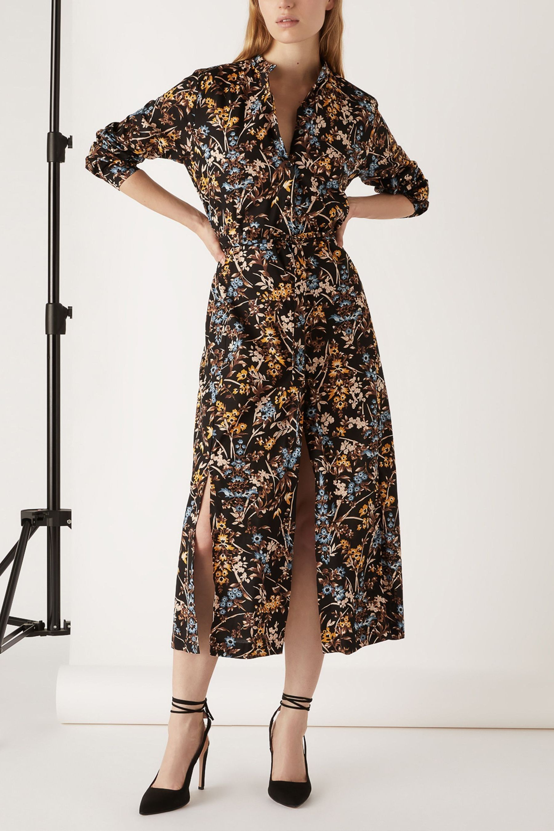 Buy Emme Marella Black Iacopo Floral Print Tie Dress from Next Luxembourg