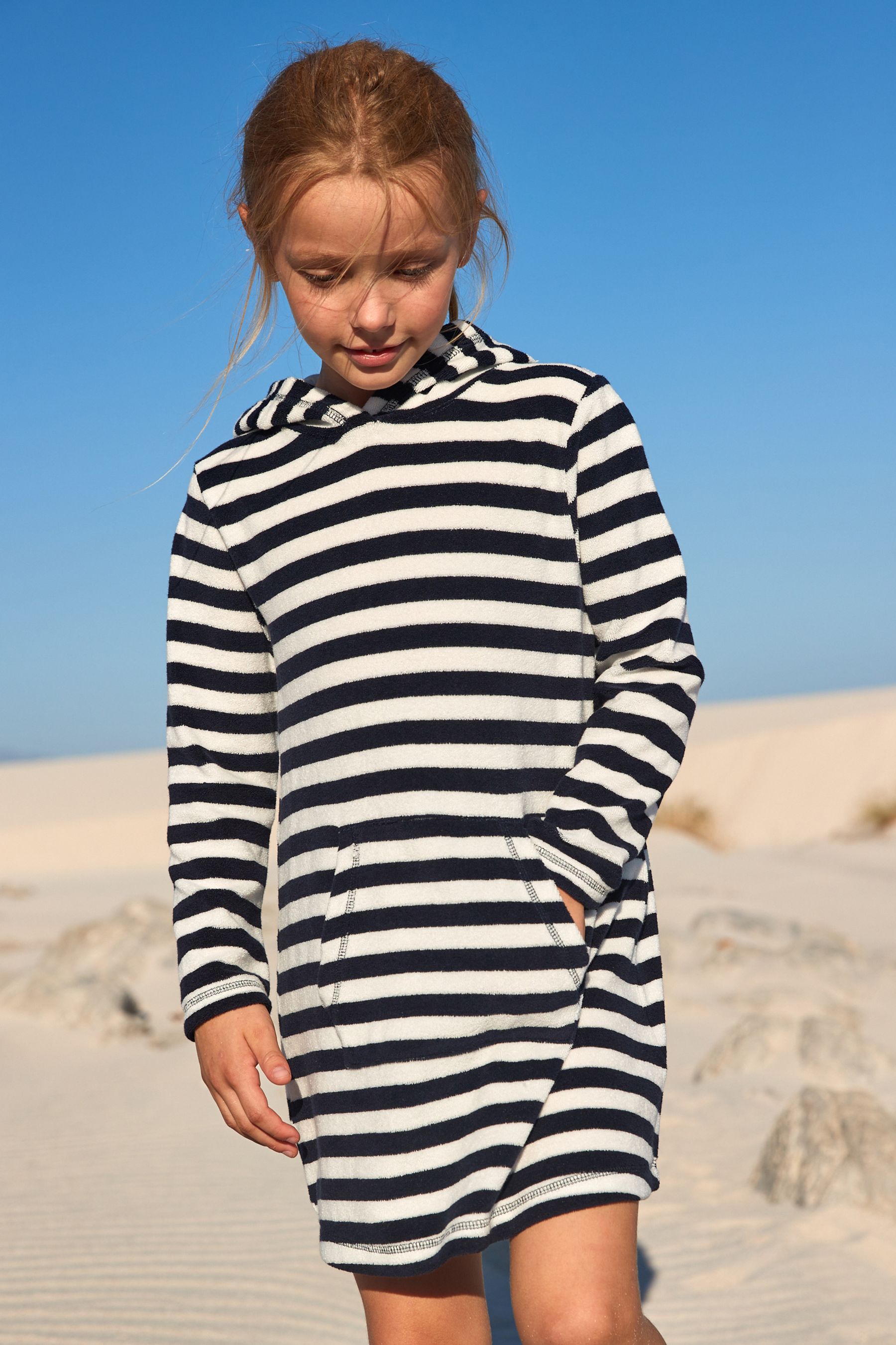 Buy Navy White Towelling Dress from Next Germany