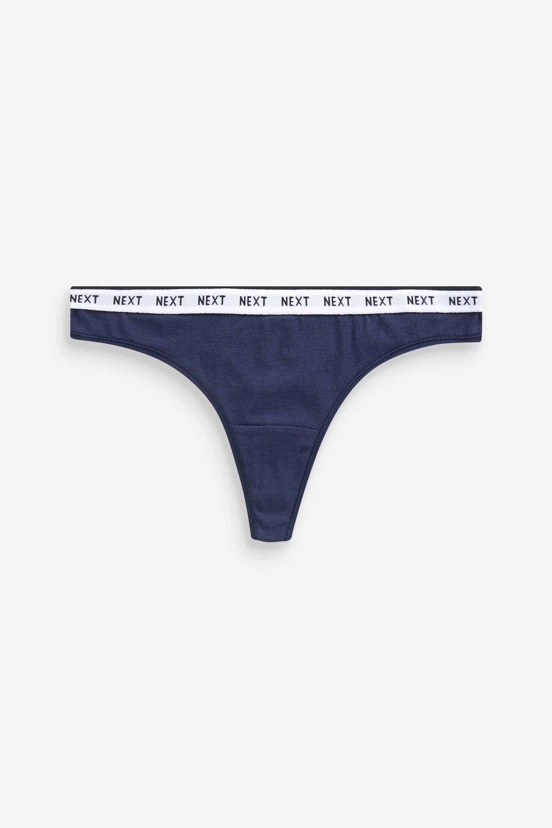 Navy/ Pink Spot Thong Cotton Rich Logo Knickers 4 Pack - Image 7 of 8