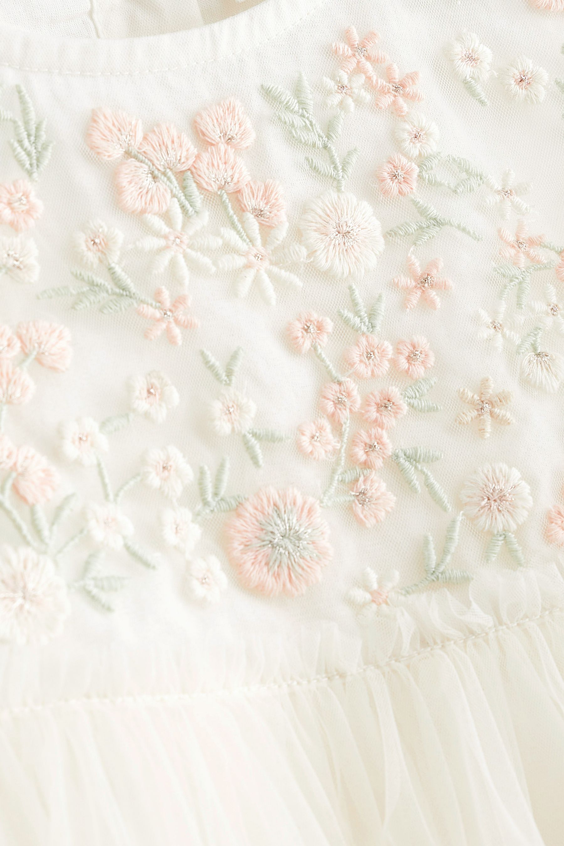 Embroidered mesh dress white 2025
