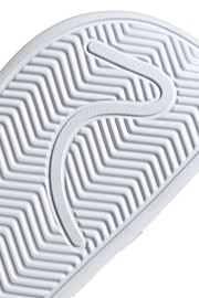 adidas White Sportswear Adilette Clogs - Image 8 of 9