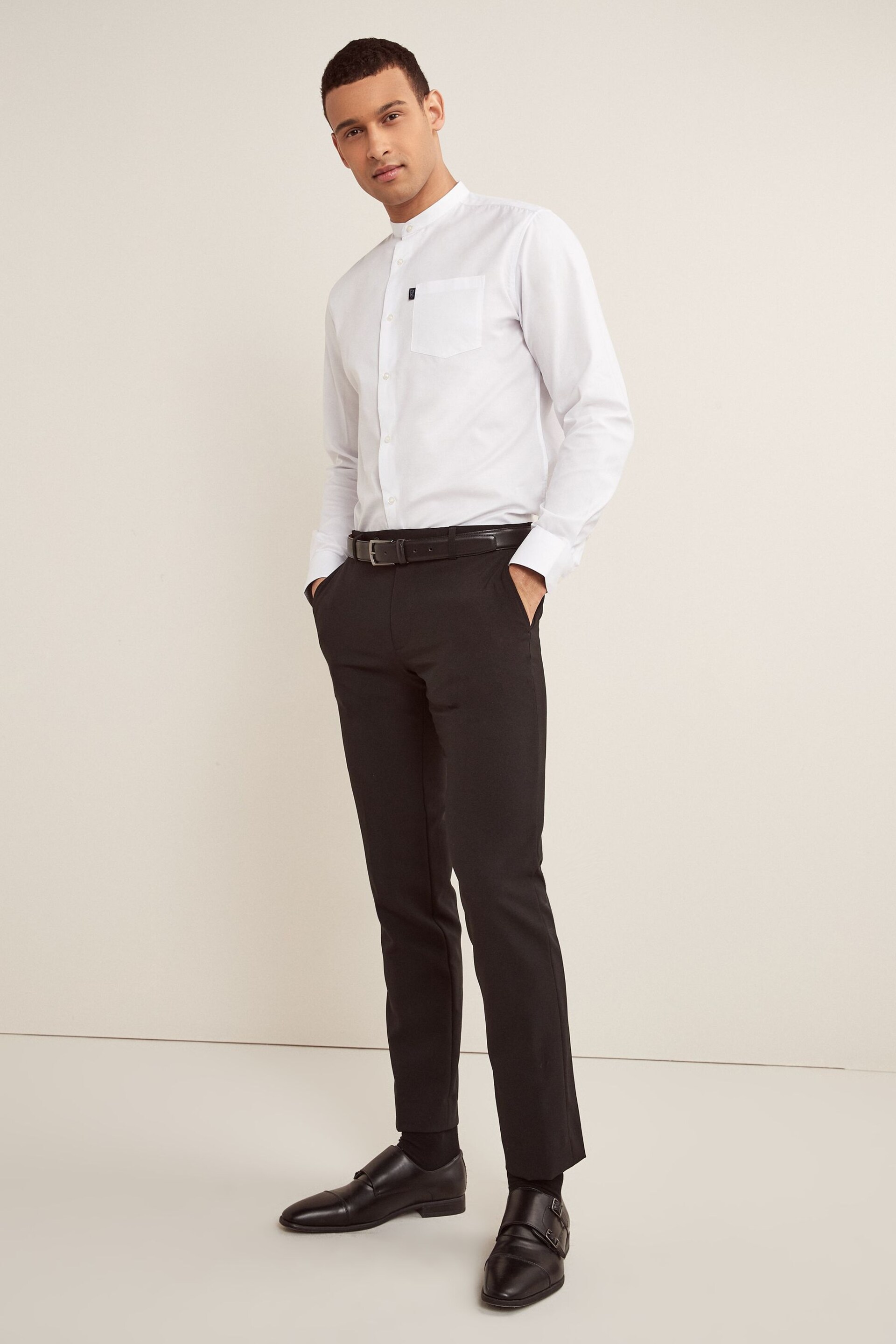 White Grandad Collar Shirt - Image 2 of 10