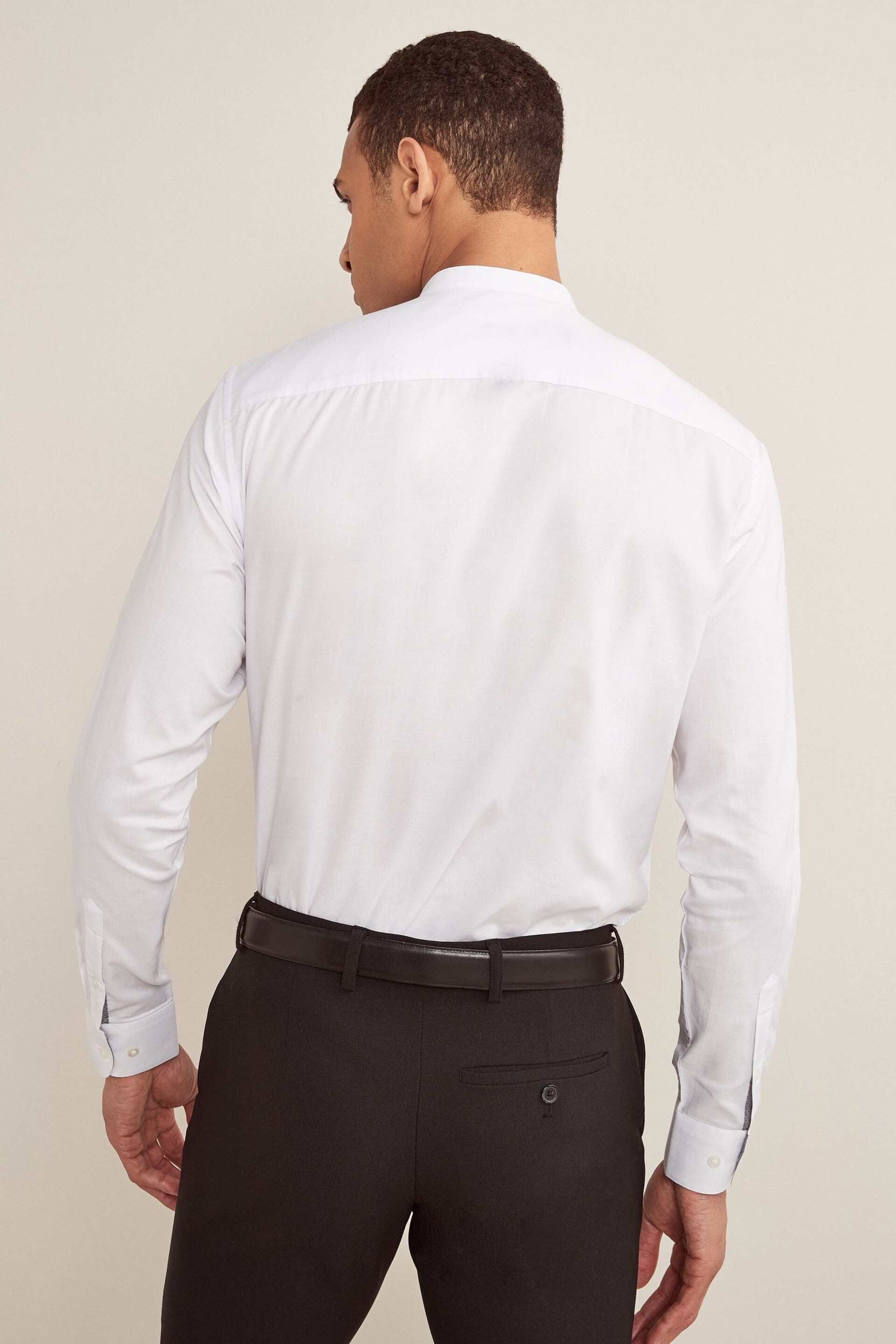 White Grandad Collar Shirt - Image 3 of 10