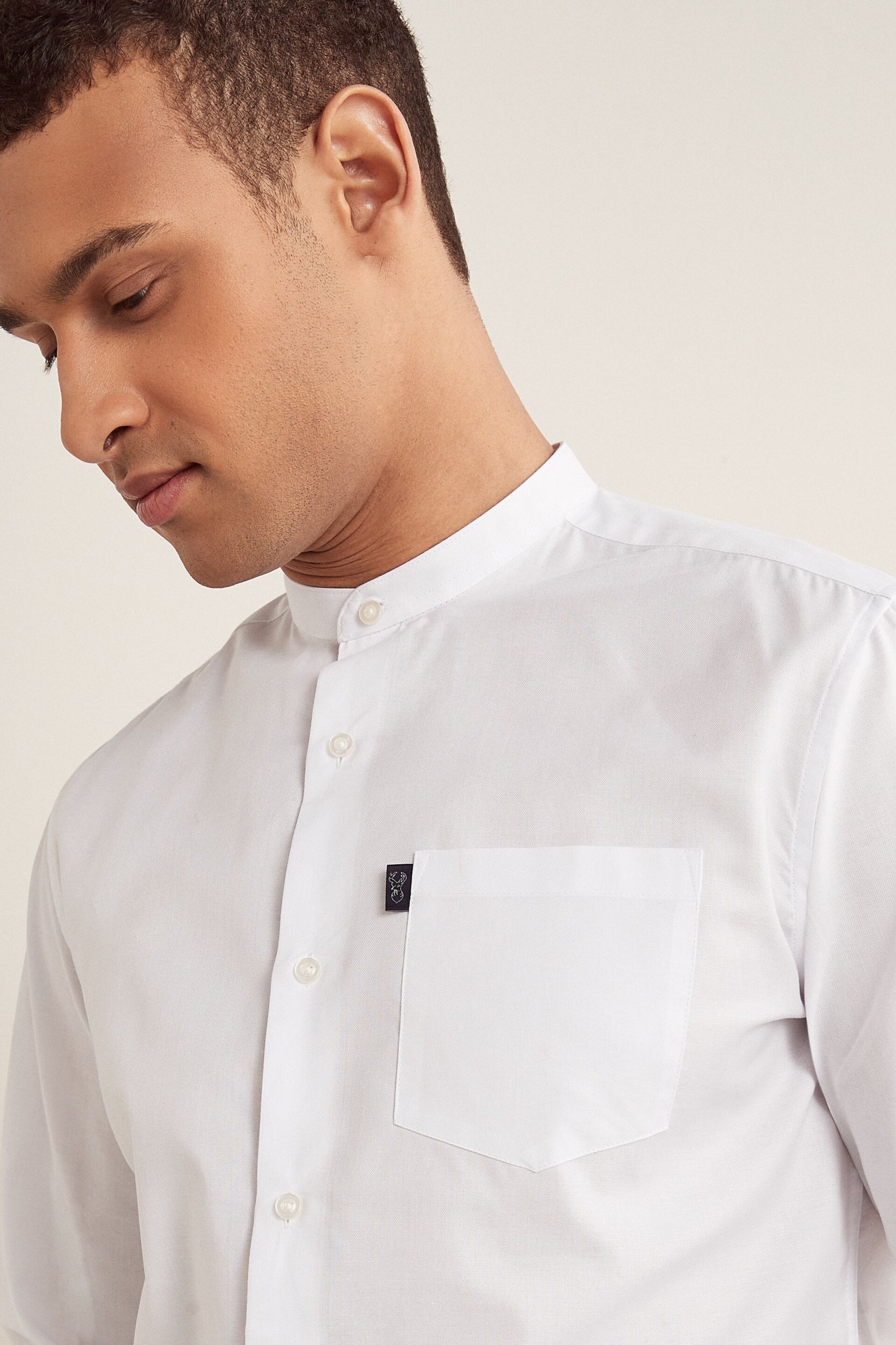 White Grandad Collar Shirt - Image 4 of 10