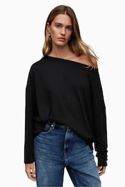 AllSaints Black Off The Shoulder Rita Top - Image 1 of 7