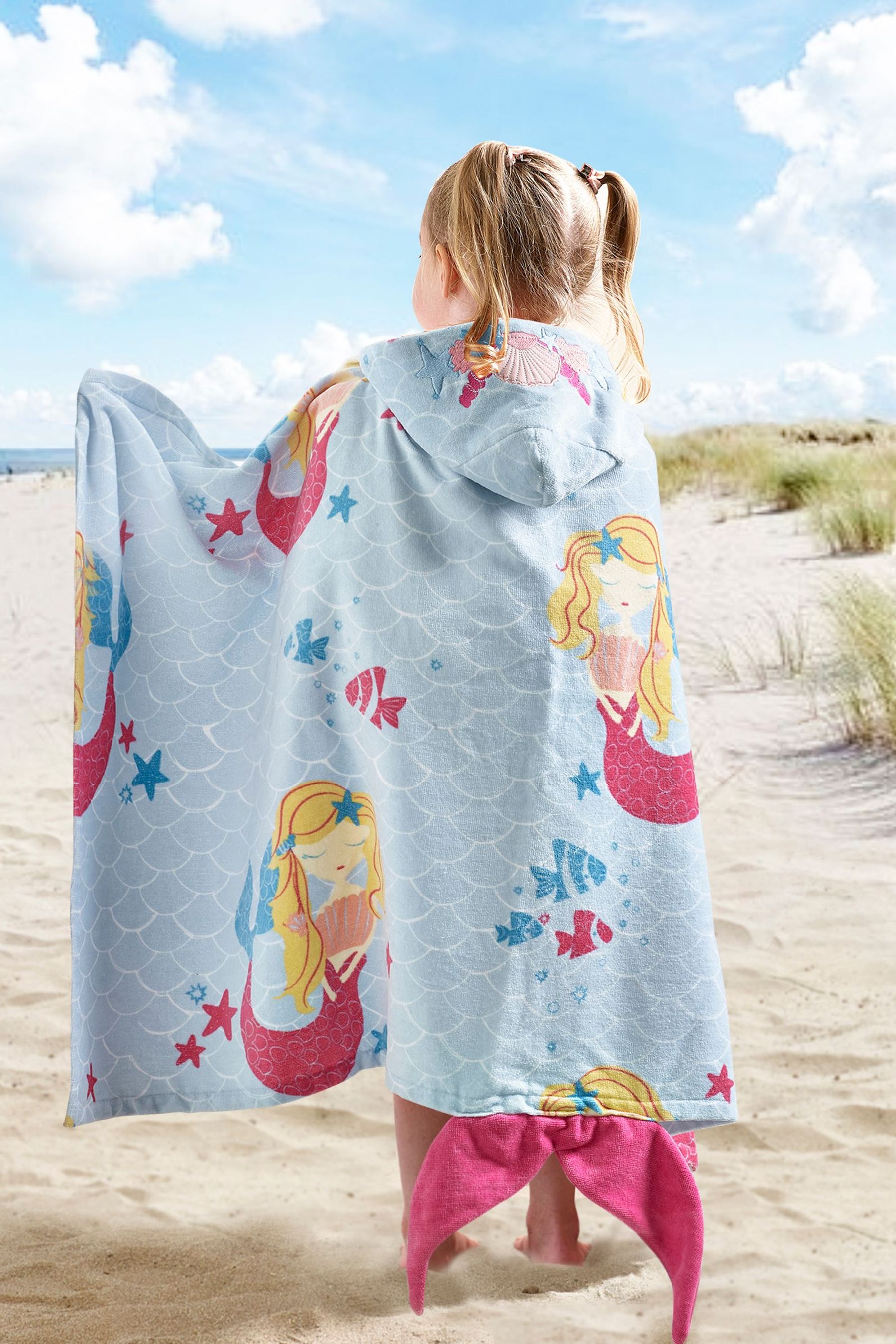Buy Teal Mermaid Children s Hooded Beach Towel Ages 3 5 from Next Ireland