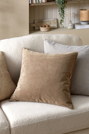 Latte Natural 59 x 59cm Soft Velour Cushion - Image 1 of 9