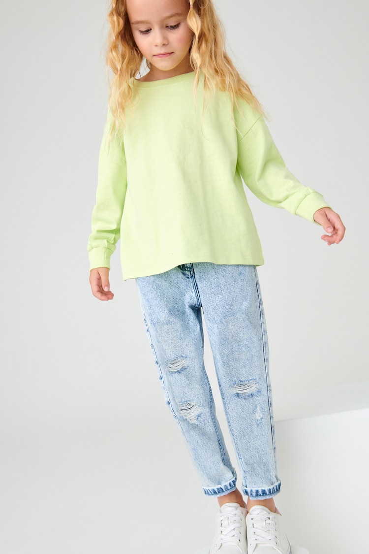 Bleach Wash Distressed Mom Jeans (3-16yrs) - Image 1 of 5