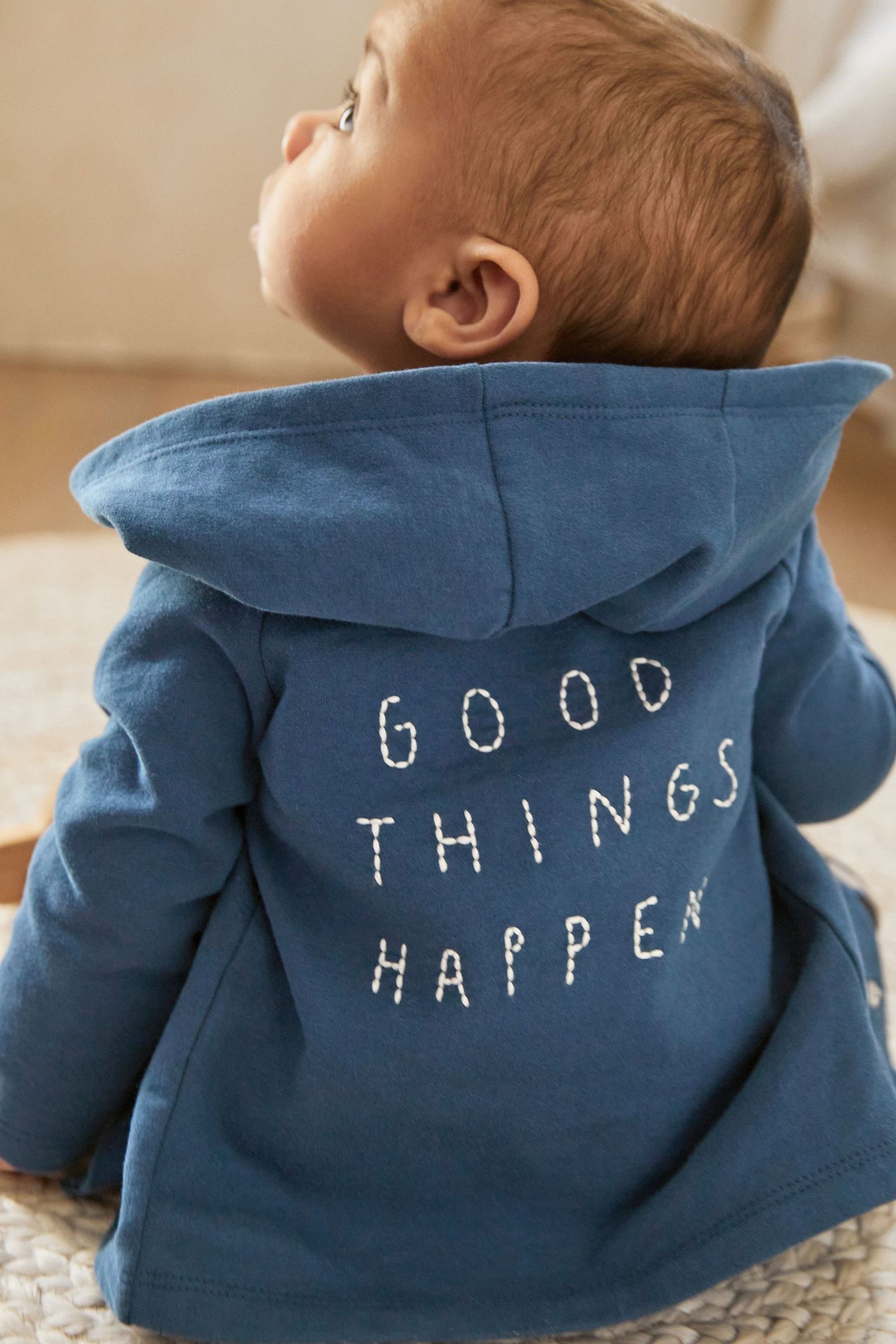 Buy Navy Blue Slogan Lightweight Jersey Baby Jacket 0mths 3yrs from Next Luxembourg