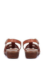 Pavers Tan Ladies Leather T-Bar Sandals - Image 3 of 5