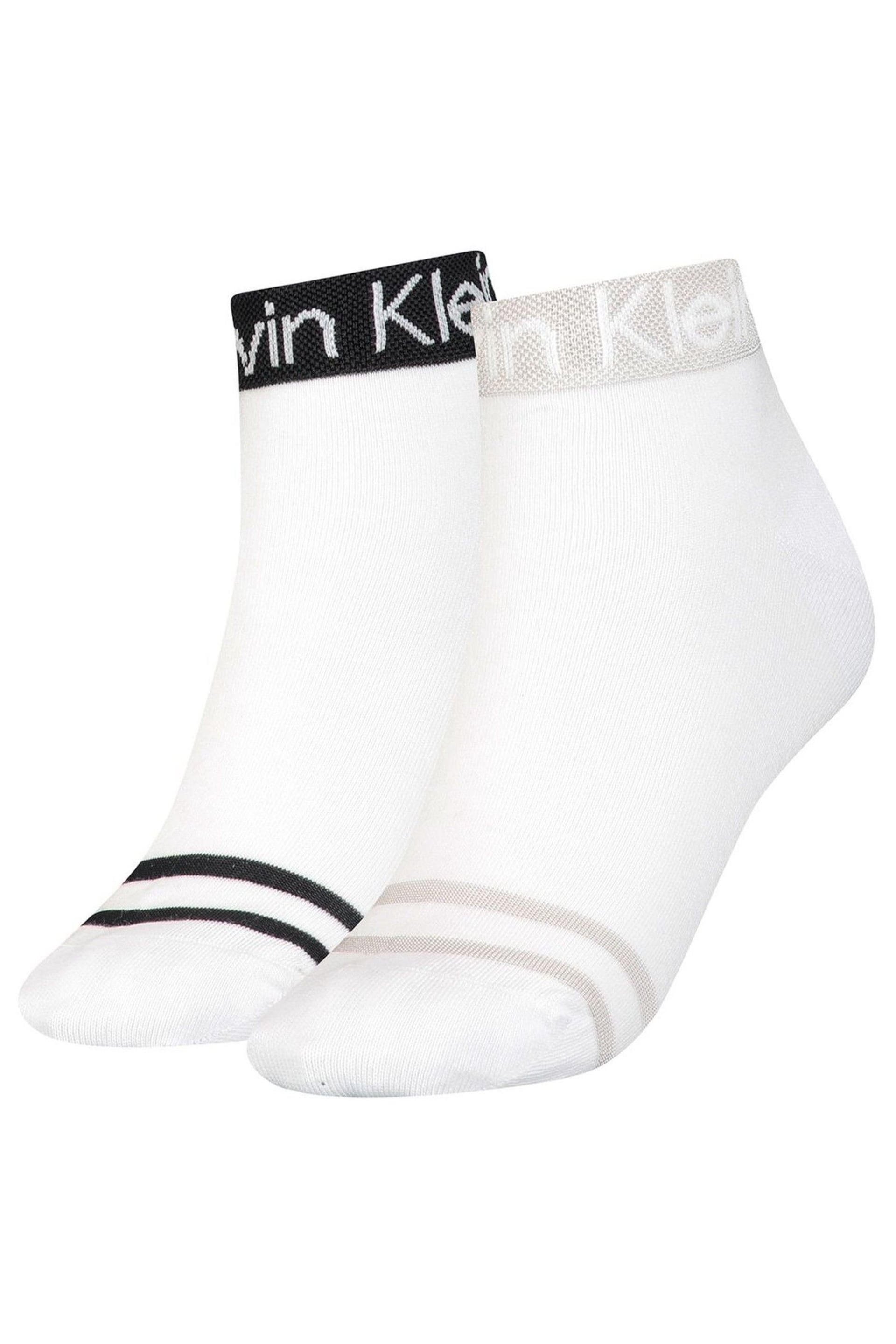 Calvin Klein White Logo Socks 2 Pack - Image 1 of 4