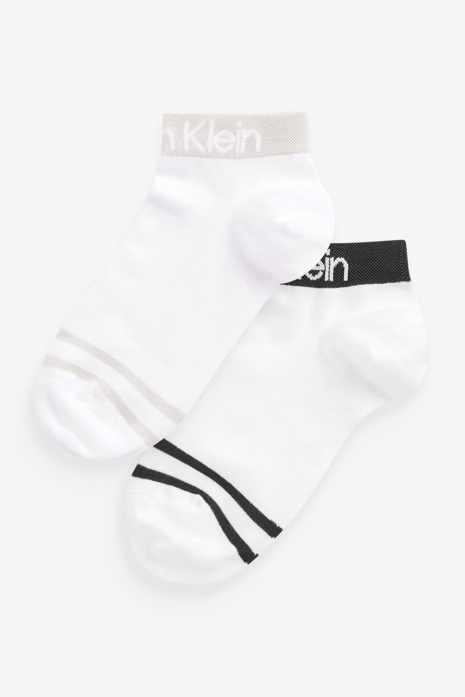 Calvin Klein White Logo Socks 2 Pack - Image 2 of 4