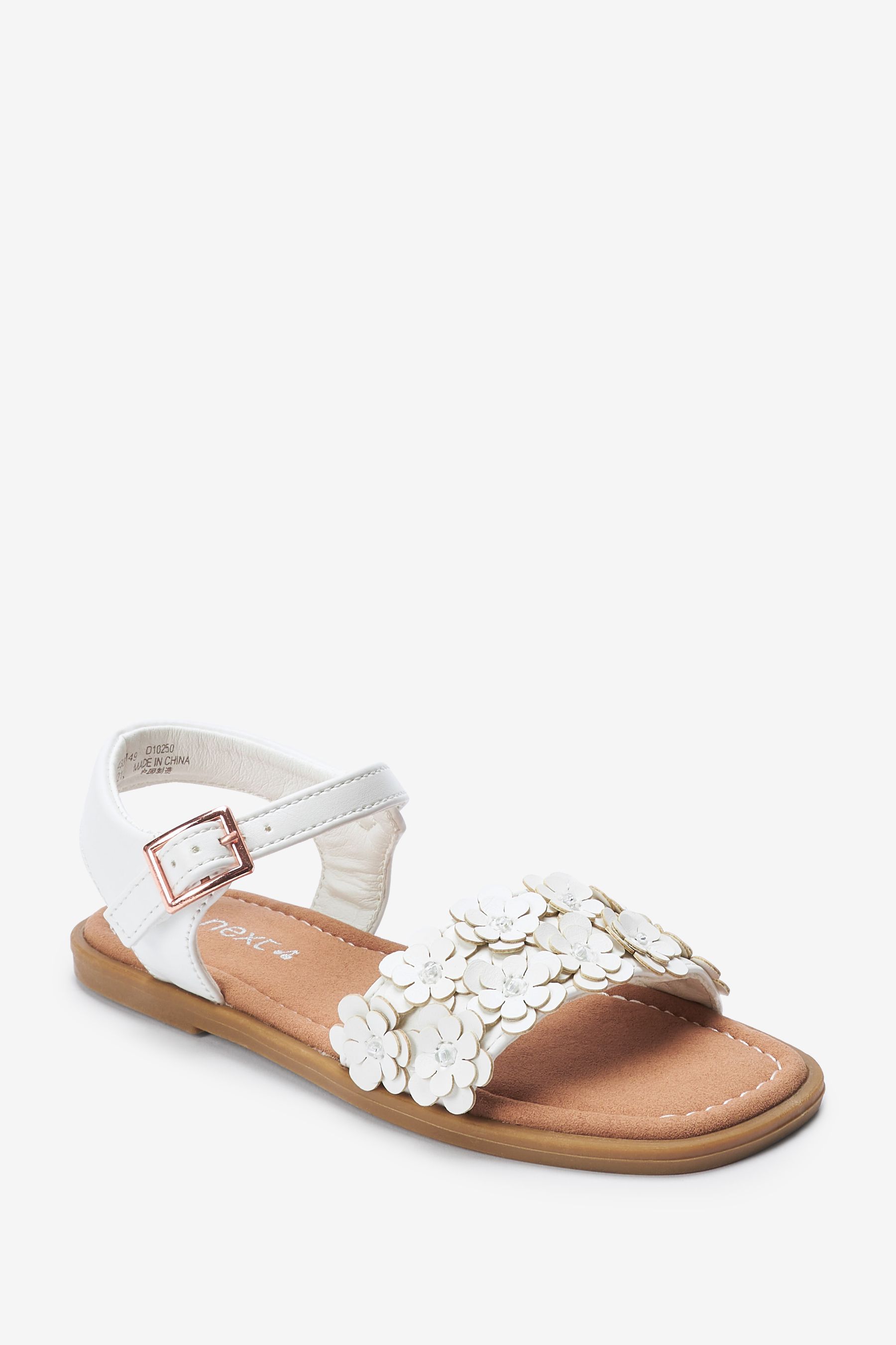 White floral sandals outlet