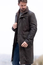 Lakeland Leather Brown Kirkland Long Leather Coat - Image 4 of 5