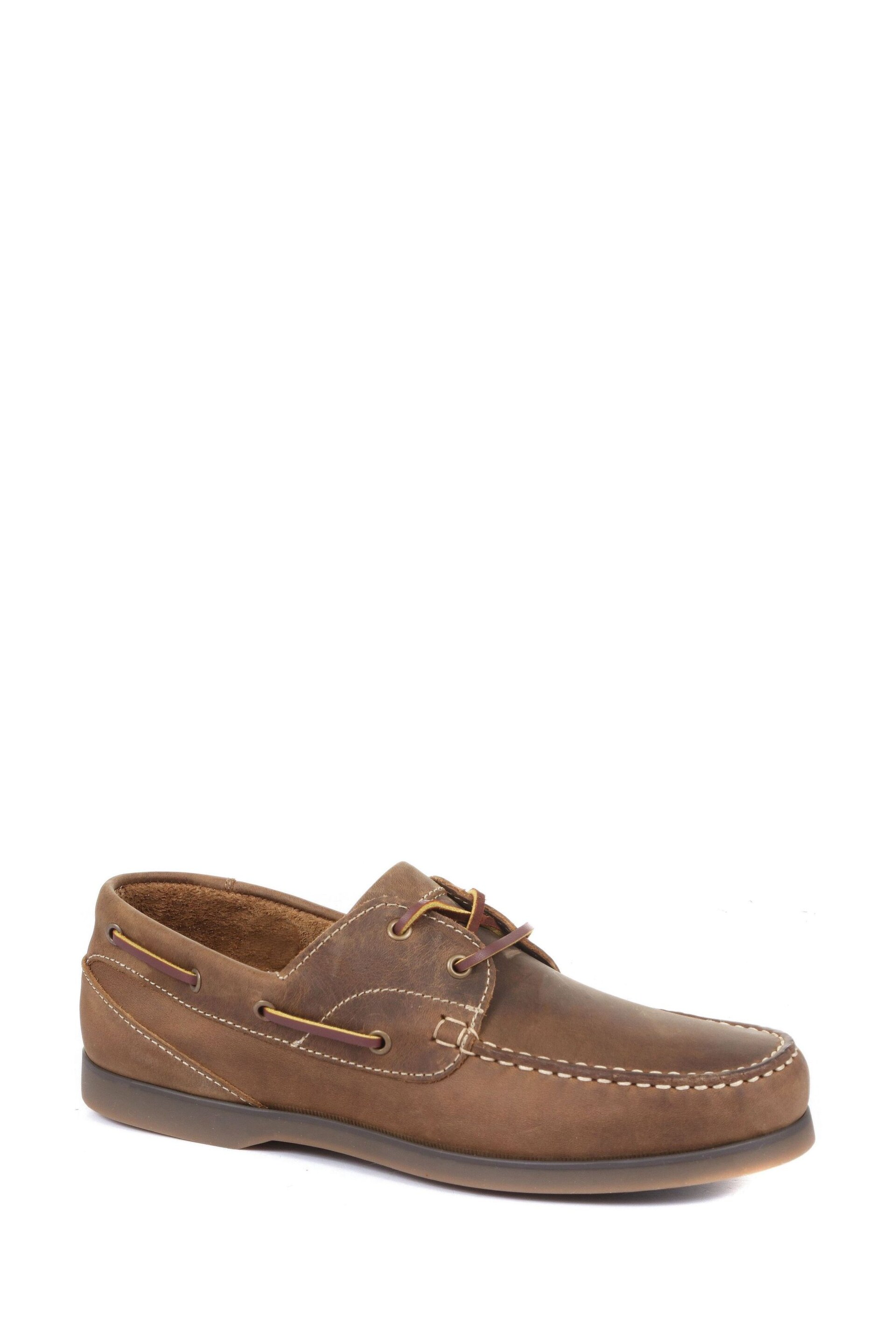Jones Bootmaker Parsons Leather Boat Brown Shoes - Image 3 of 6