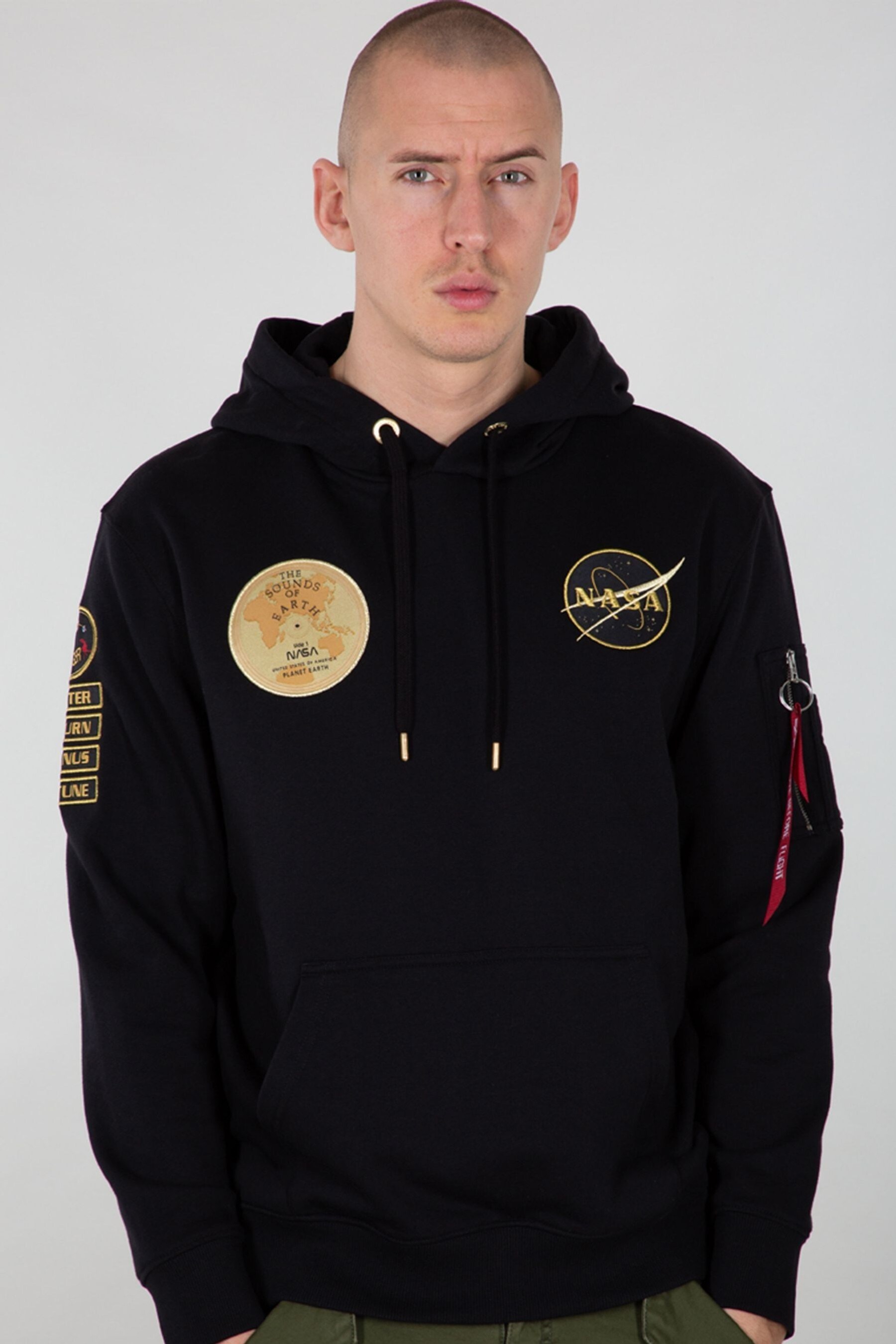 Buy Alpha Industries NASA Voyager 100 Cotton Black Hoodie from the Next UK online shop