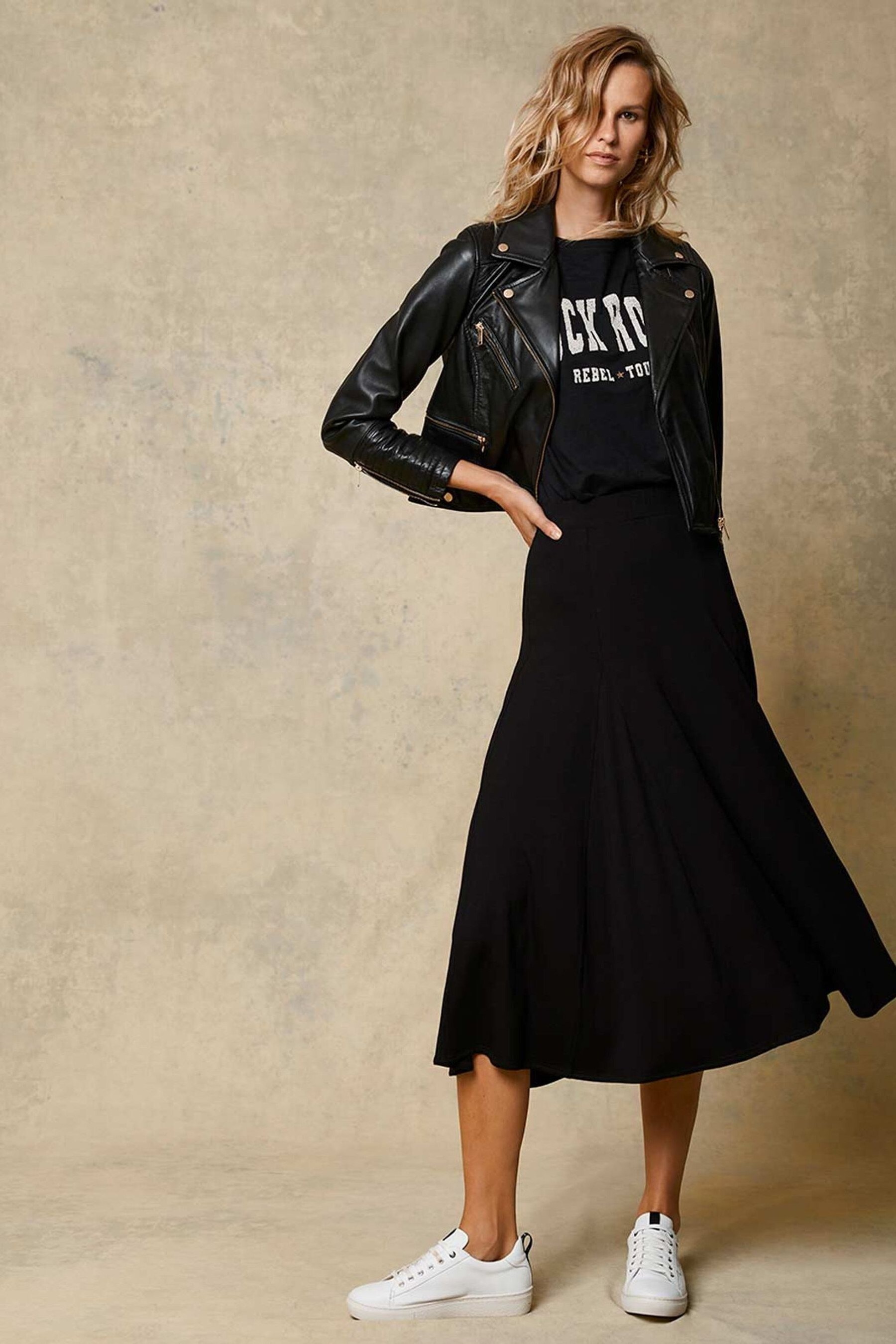 Buy Mint Velvet Black Flared Womens Jersey Midi Skirt from Next Estonia