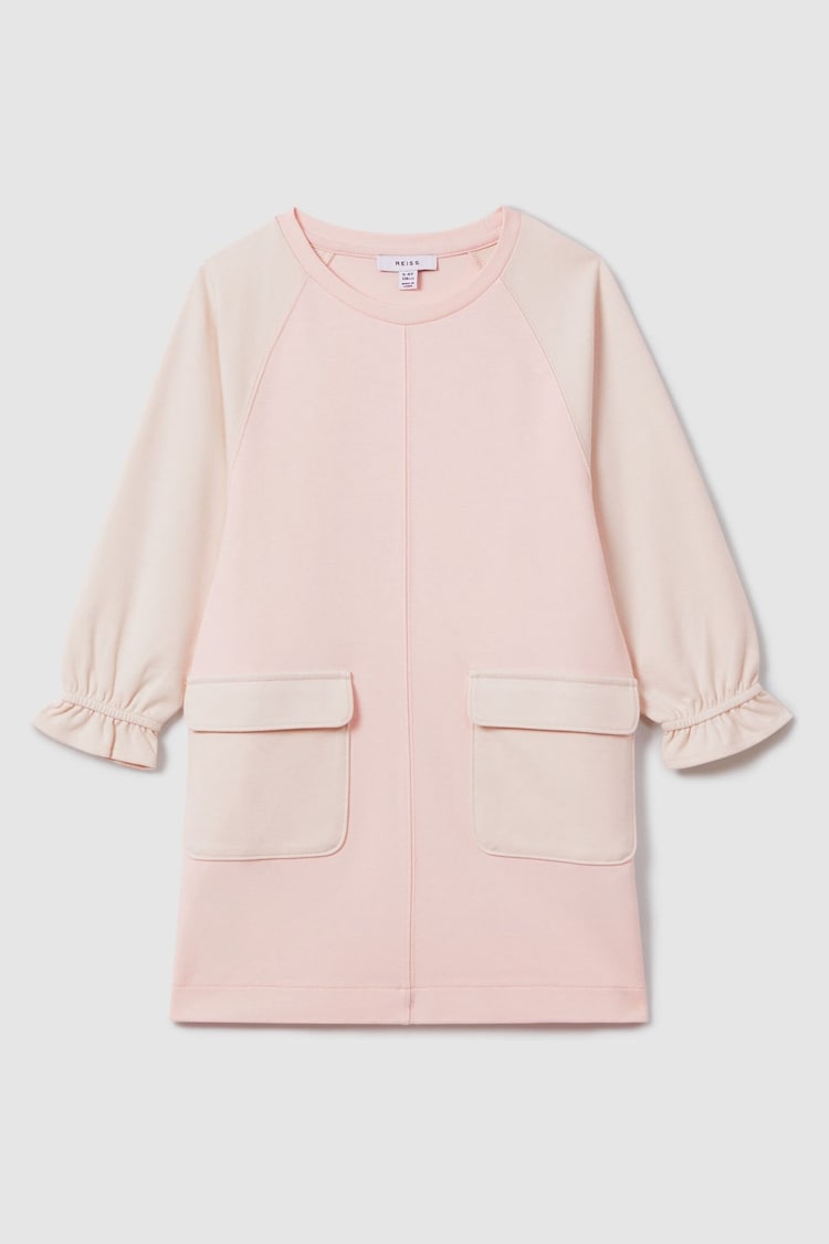 Reiss Pink Courtney Teen Colourblock Jersey Dress - Image 1 of 4