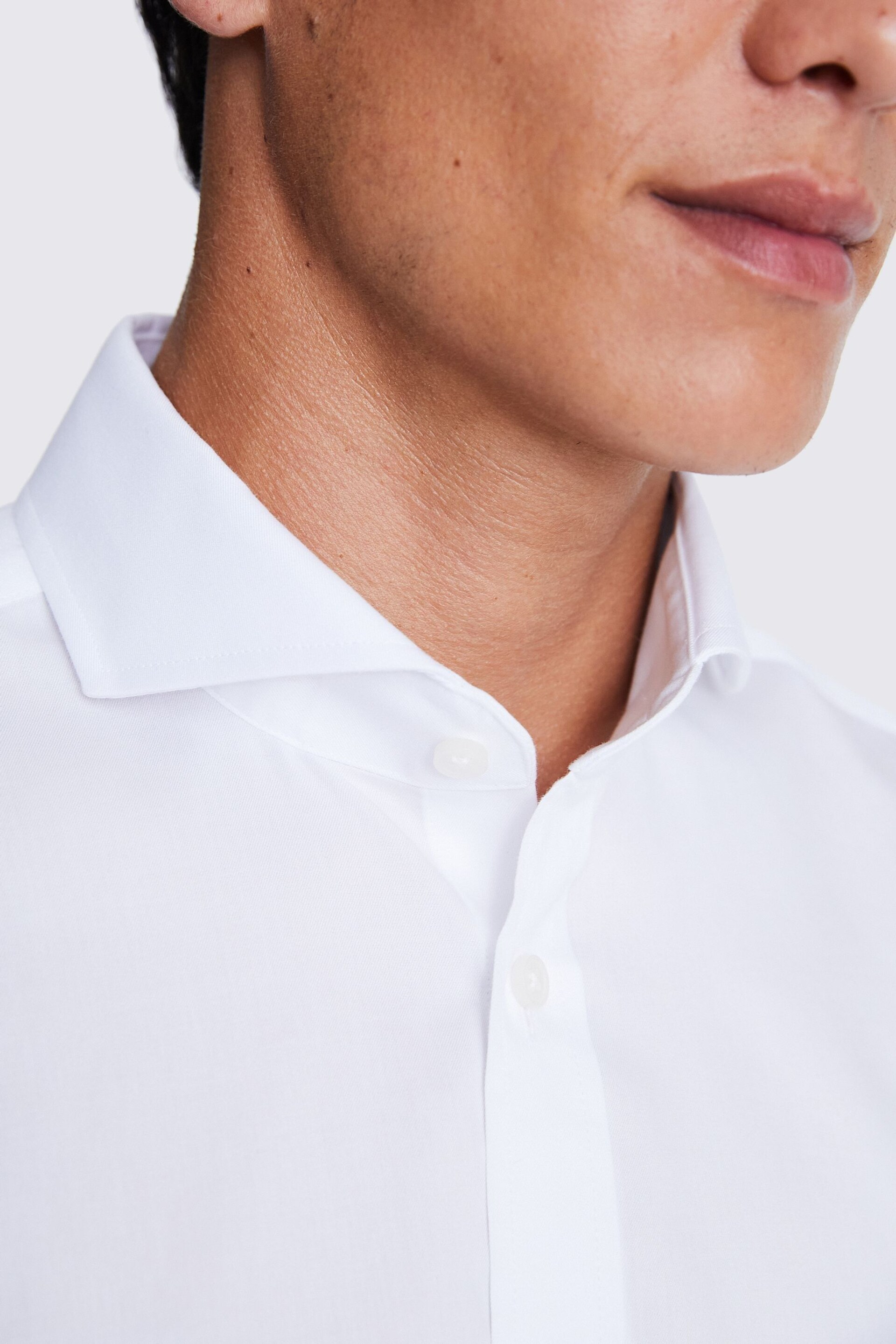 MOSS White Tailored Fit Twill Zero Iron Shirt - Image 3 of 4
