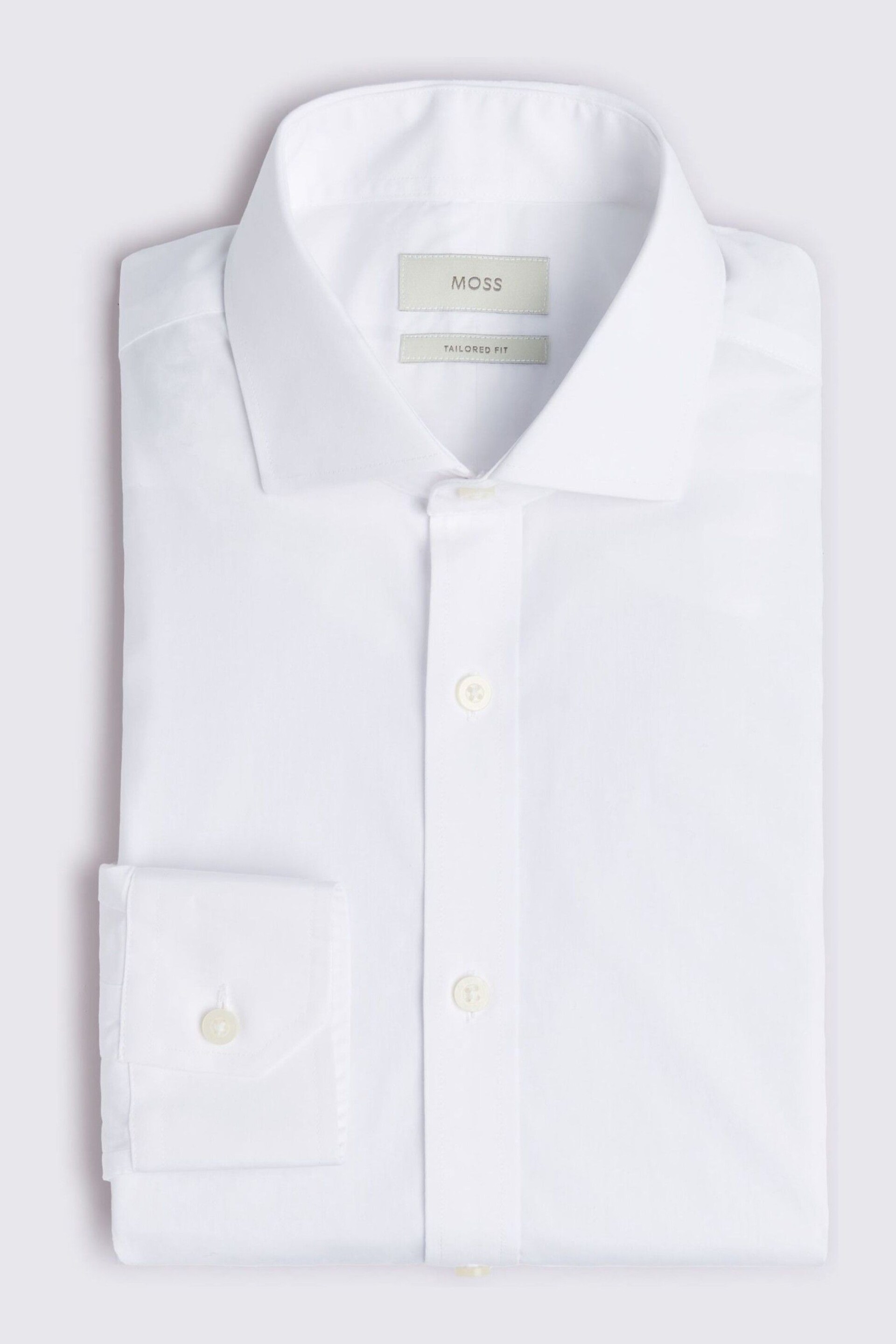MOSS White Tailored Fit Twill Zero Iron Shirt - Image 4 of 4