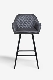 Monza Faux Leather Dark Grey Hamilton Fixed Height Kitchen Bar Stool - Image 3 of 7