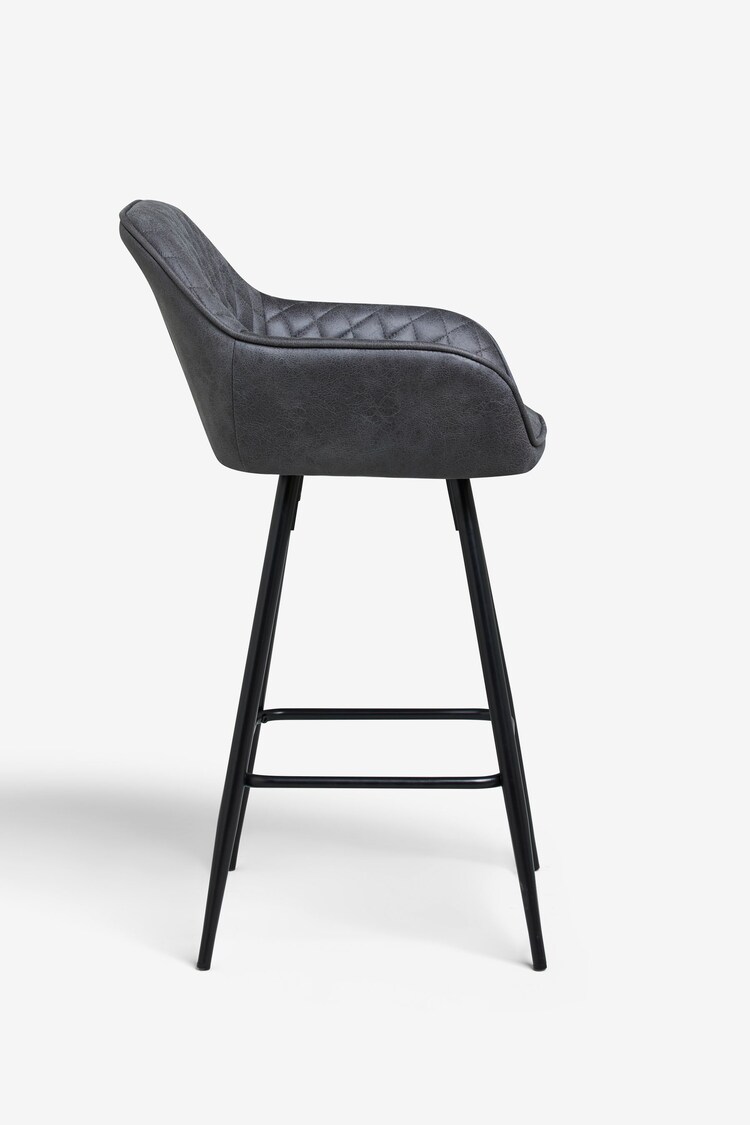 Monza Faux Leather Dark Grey Hamilton Fixed Height Kitchen Bar Stool - Image 5 of 7