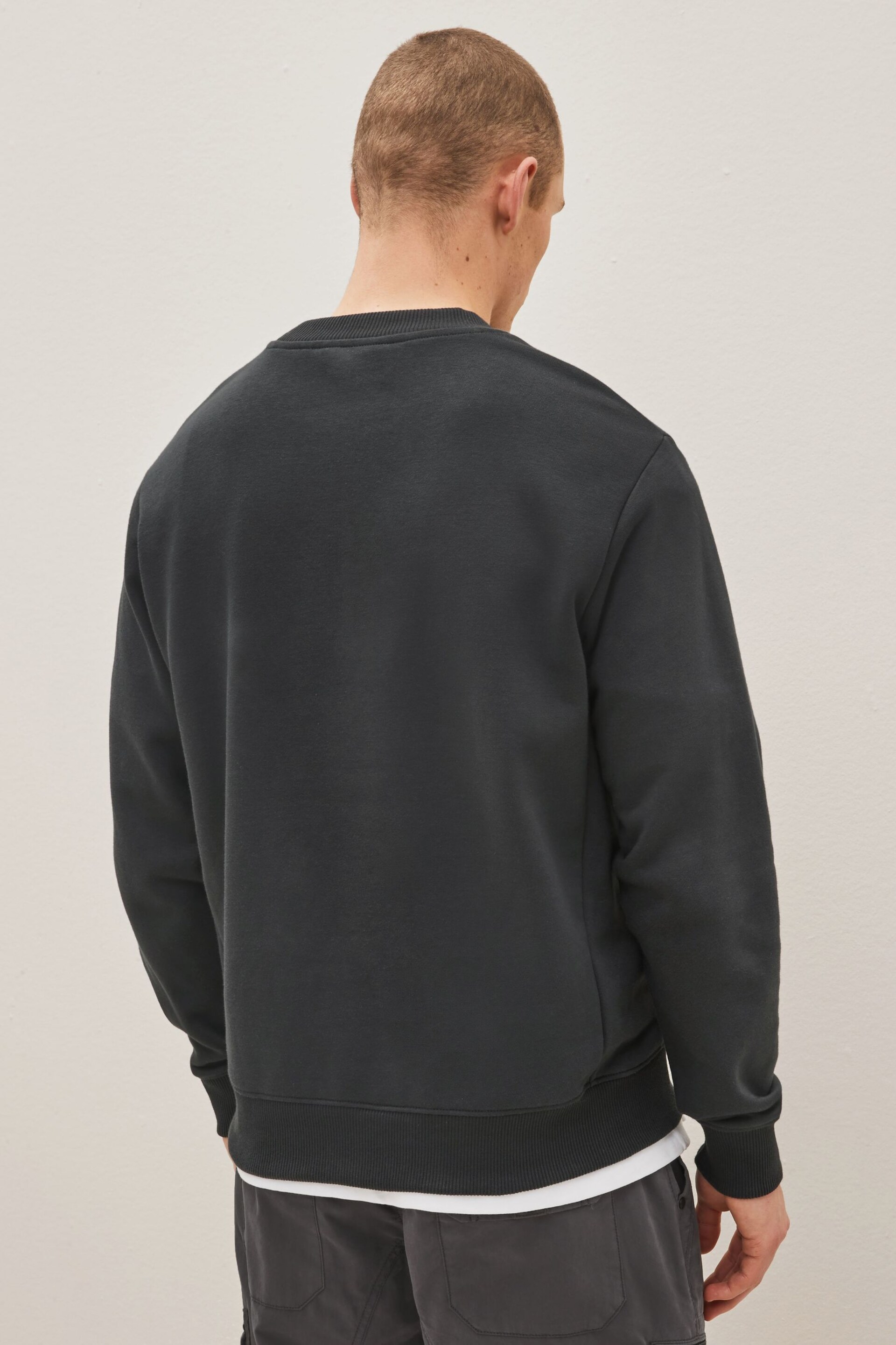 Slate Grey Regular Fit Jersey Cotton Rich Crew Sweatshirt - Image 2 of 4