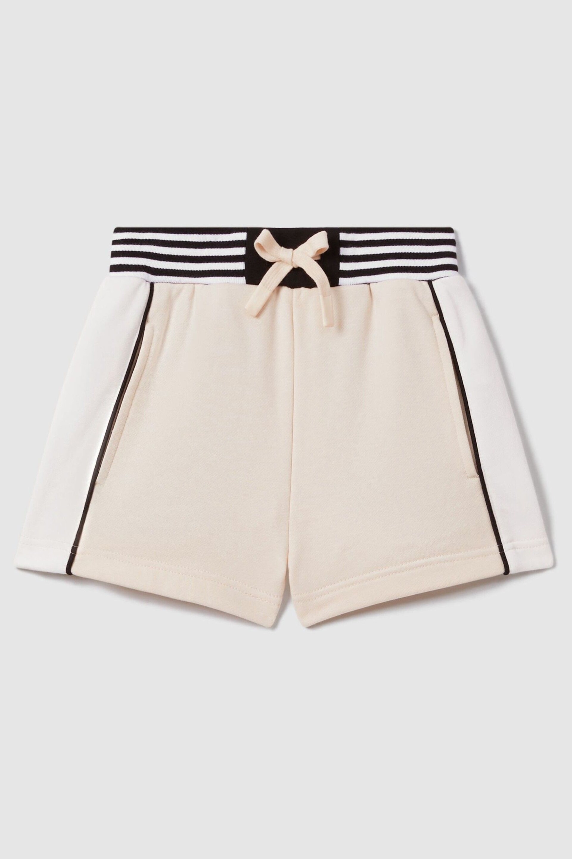 Reiss Ivory Colette Teen Cotton Blend Elasticated Waist Shorts - Image 1 of 4