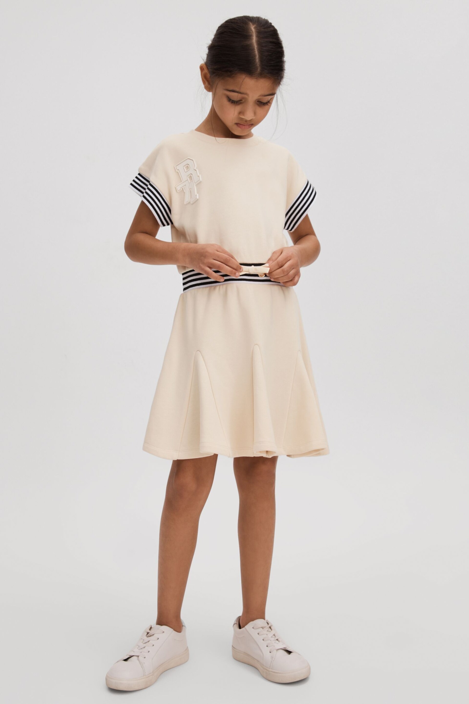 Reiss Ivory Milo Junior Cotton Blend Logo Dress - Image 1 of 4
