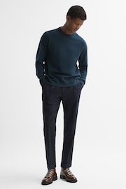 Reiss Petrol Blue Putney Wool Crew Neck Jumper - Image 4 of 5