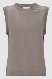 Reiss Taupe Dotty Silk Front Crew Neck Vest - Image 2 of 5