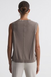 Reiss Taupe Dotty Silk Front Crew Neck Vest - Image 5 of 5
