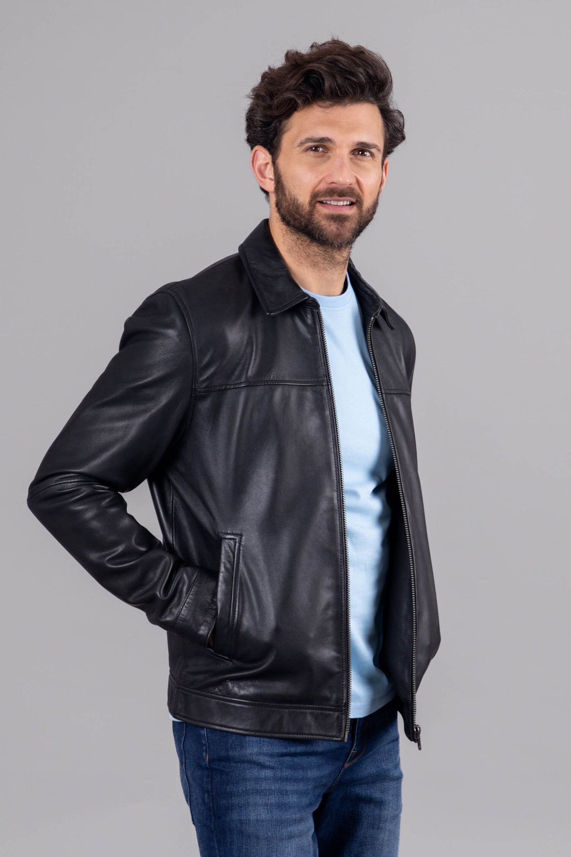 Lakeland Leather Black Renwick Collared Leather Jacket - Image 5 of 12