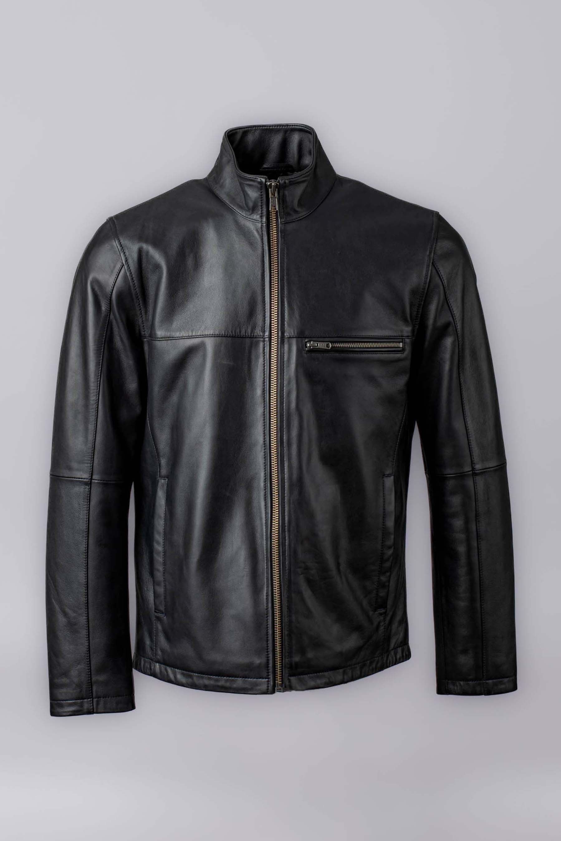 Black rivet leather jacket mens top