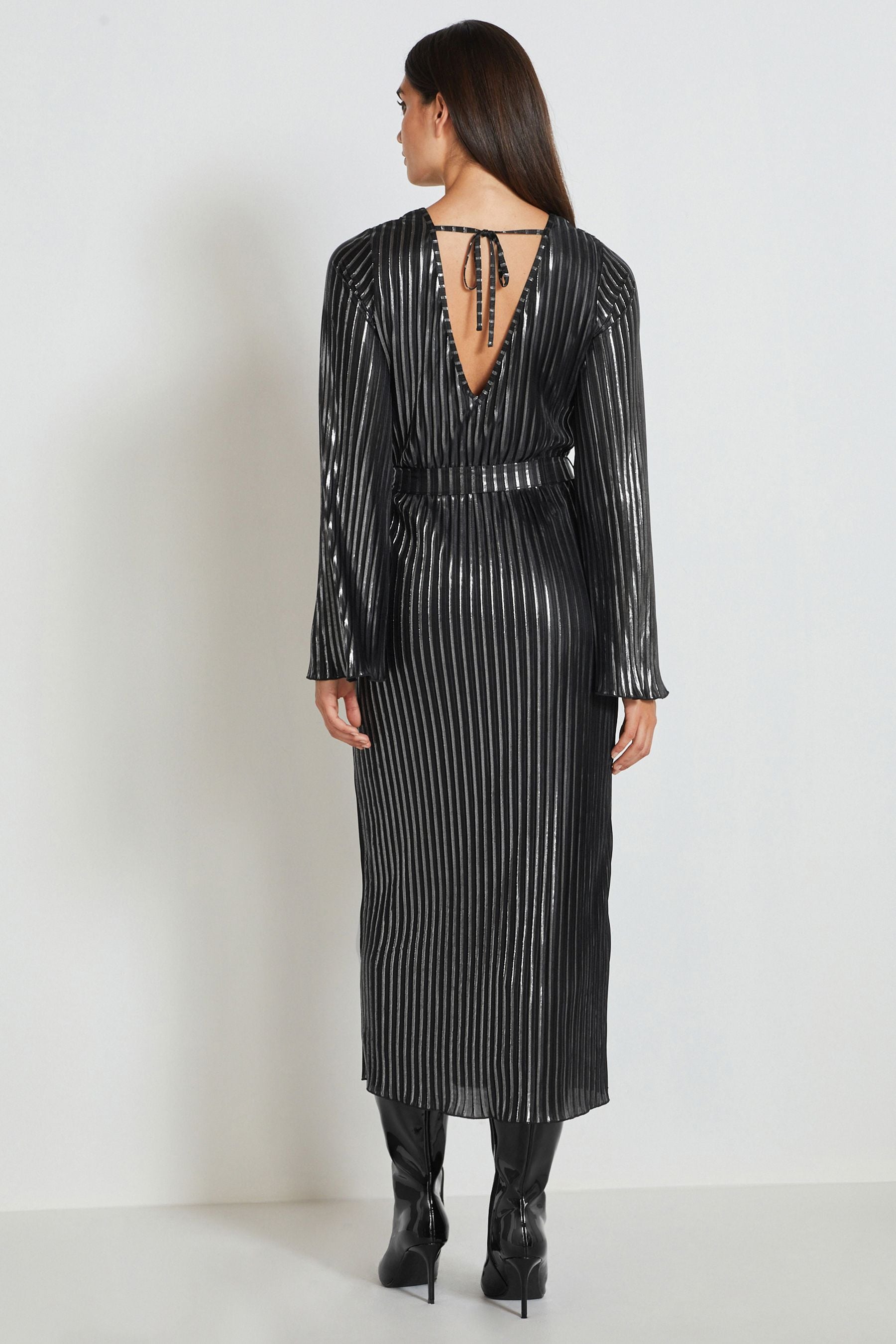 Metallic long sleeve dress store
