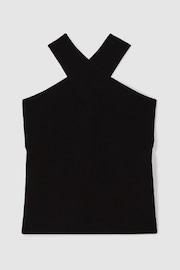 Reiss Black Darla Ribbed Cross-Over Vest - Image 2 of 6