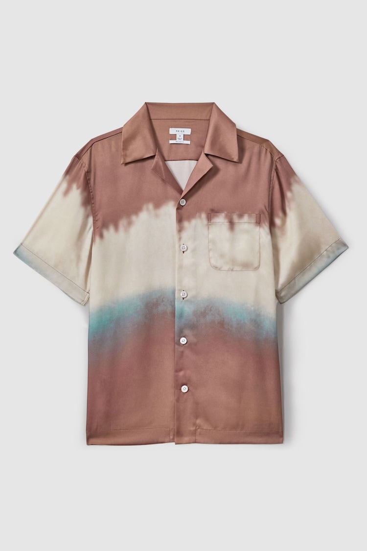 Reiss Tobacco Evia Ombre Print Cuban Collar Shirt - Image 2 of 7