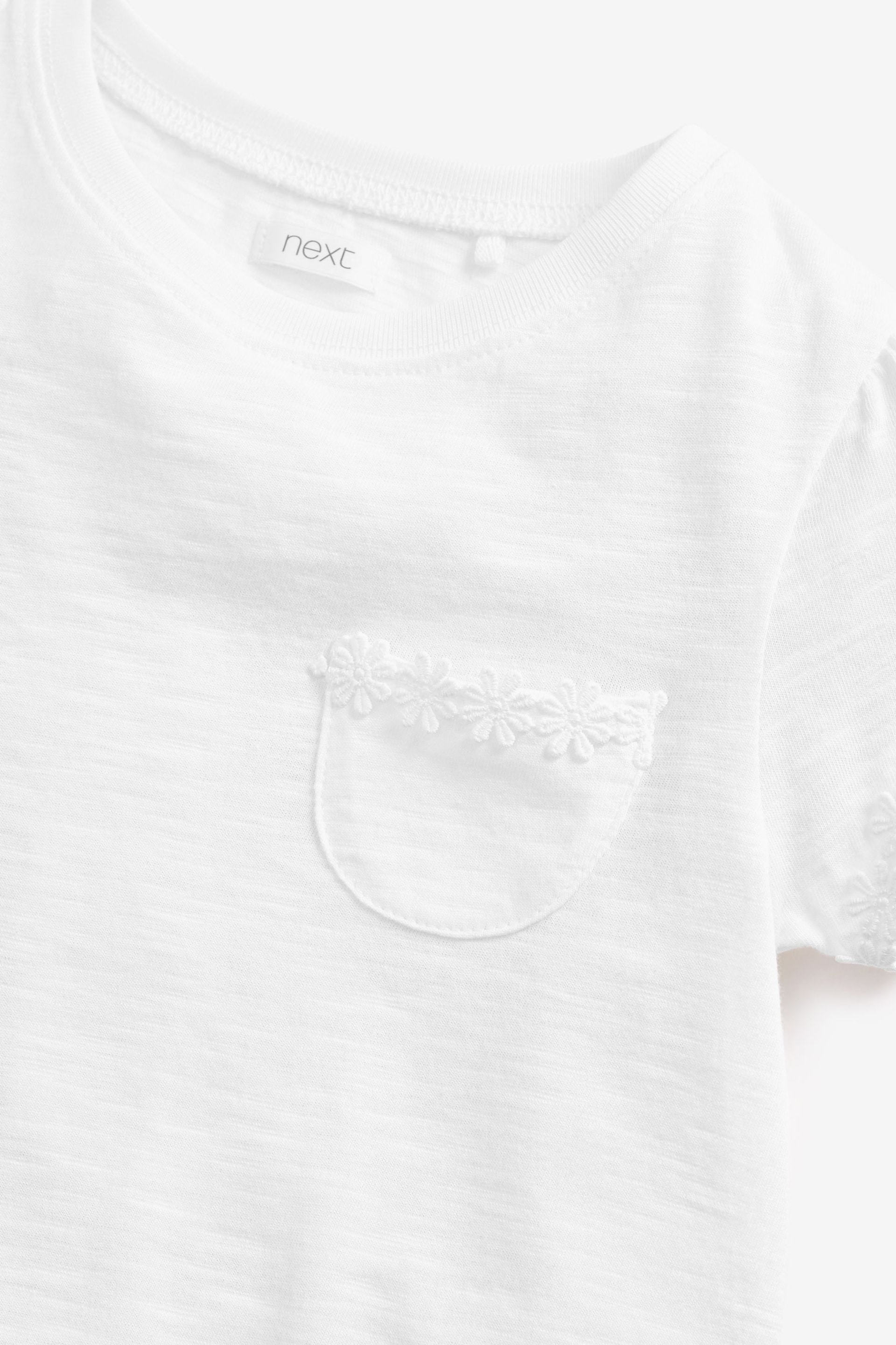 White Daisy Pocket T-Shirt (1.5-16yrs) - Image 6 of 7