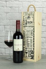 Happy Birthday Sangiovese Wood Box Gift by Le Bon Vin - Image 1 of 1