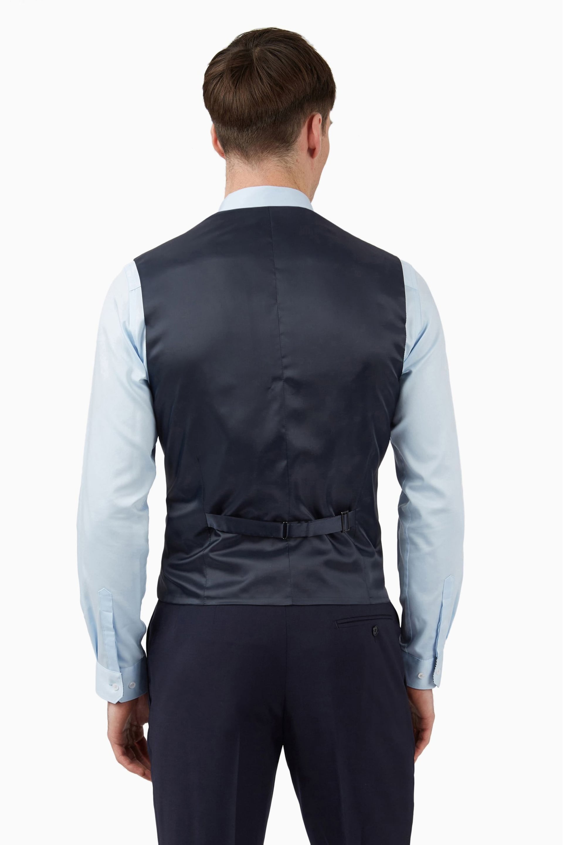 Ted Baker Navy Blue Premium Panama Suit Waistcoat - Image 4 of 4