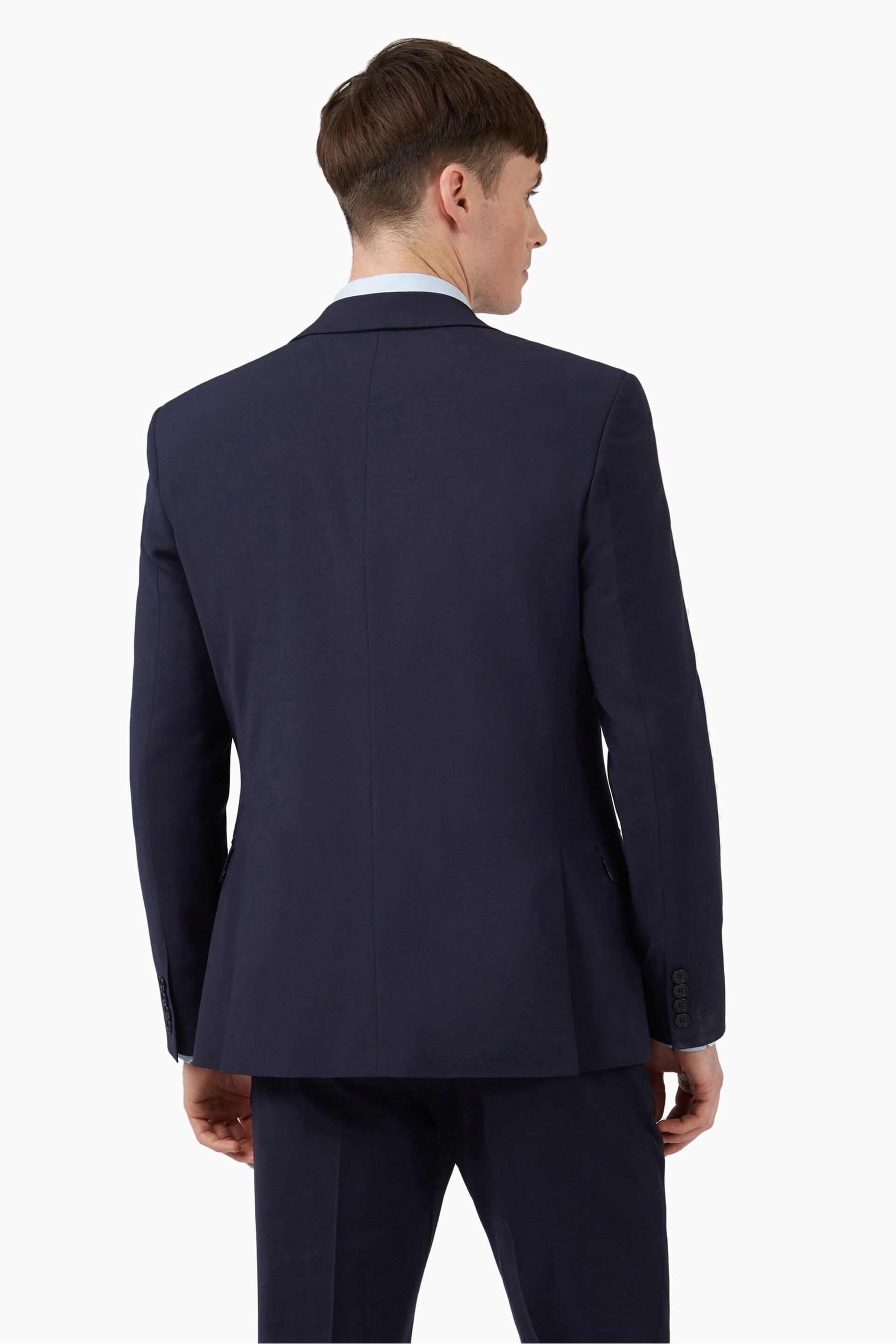 Ted Baker Premium Navy Blue Wool Panama Slim Suit: Jacket - Image 6 of 7