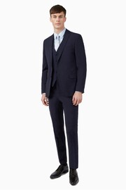 Ted Baker Premium Navy Blue Wool Panama Slim Suit: Jacket - Image 1 of 7