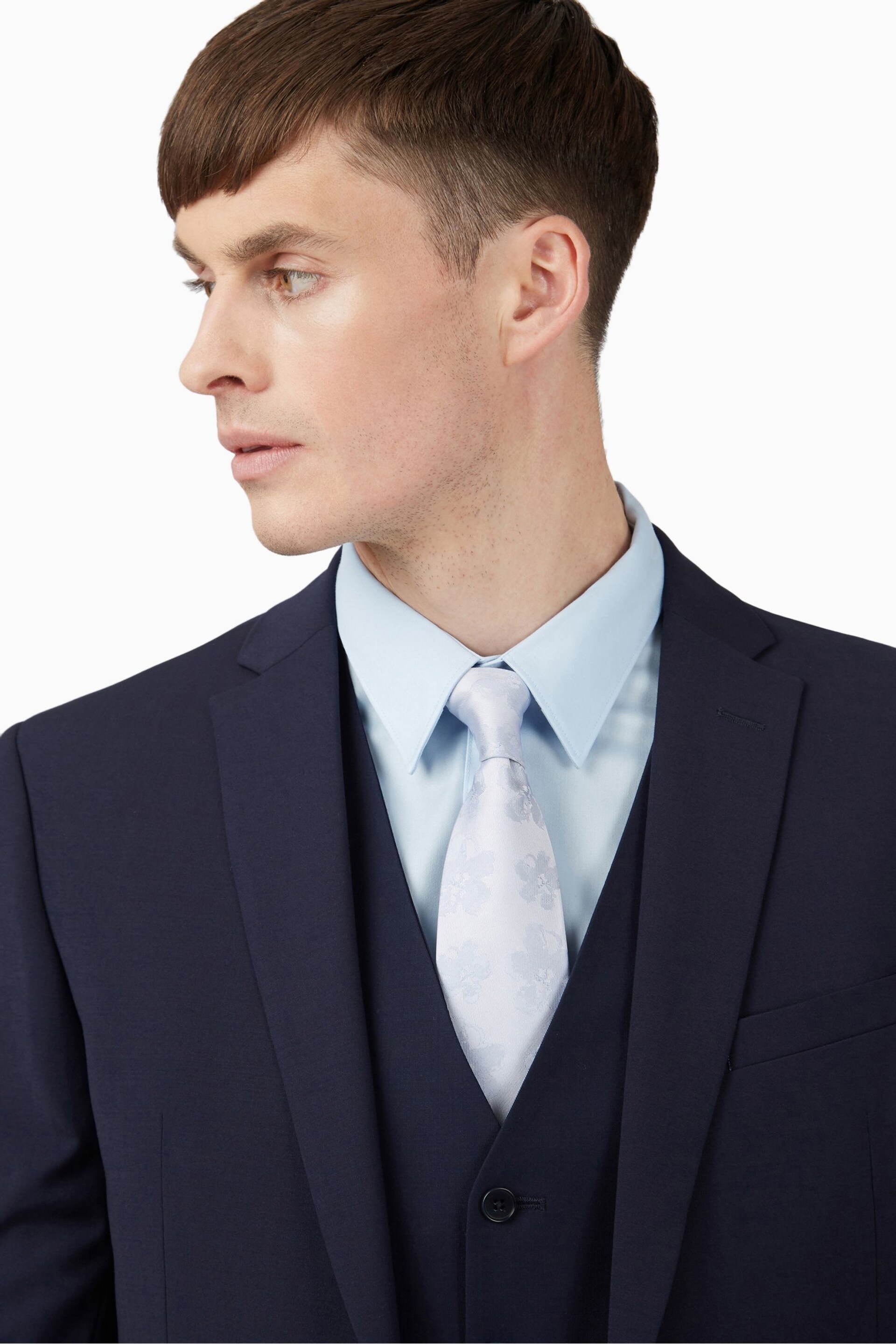 Ted Baker Premium Navy Blue Wool Panama Slim Suit: Jacket - Image 5 of 7