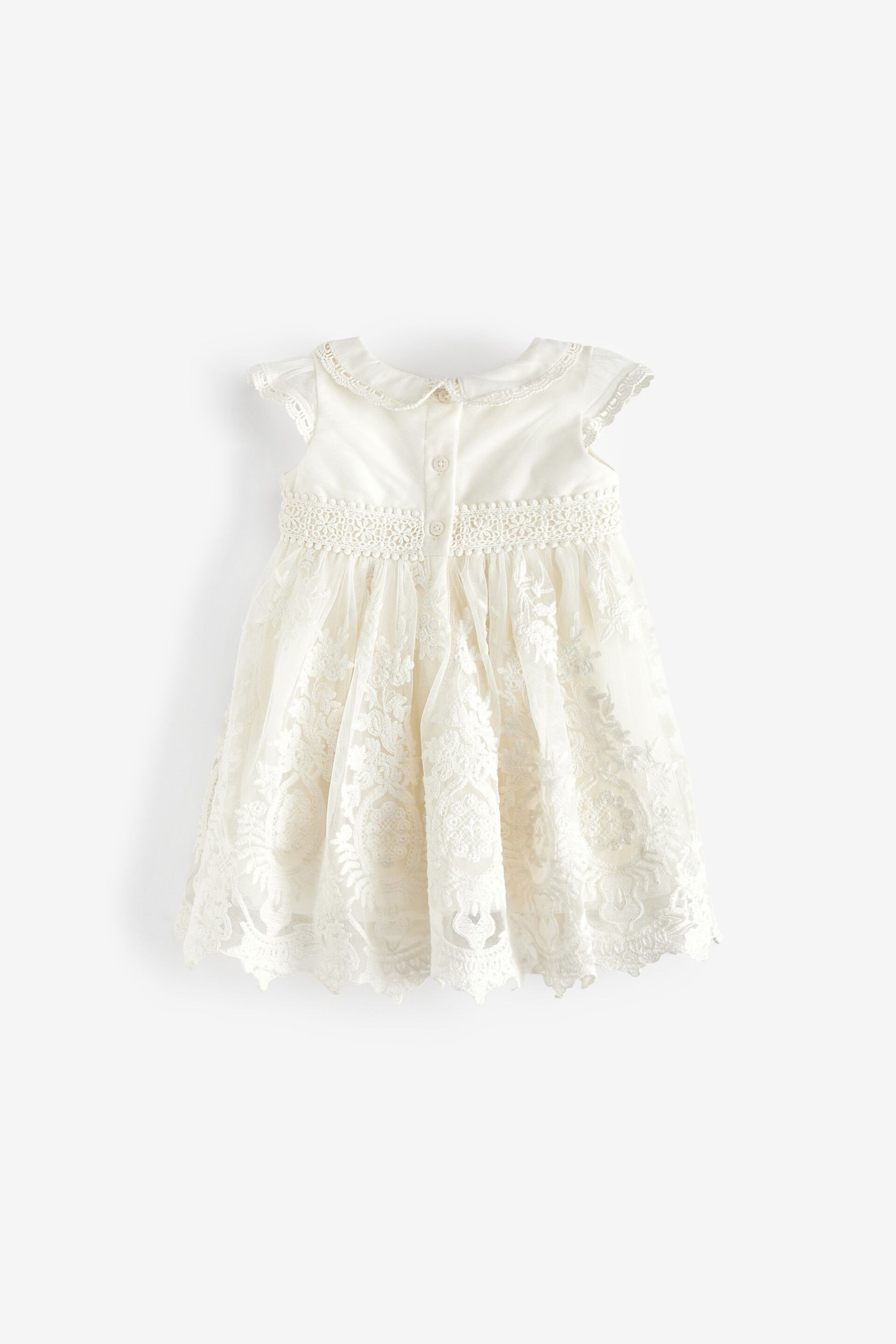 White Short Length Baby Christening Dress (0mths-2yrs) - Image 2 of 3