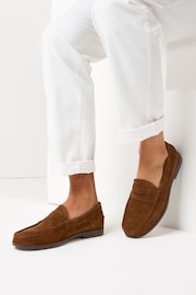 Brown Suede Regular Fit Penny Loafers - Image 2 of 10