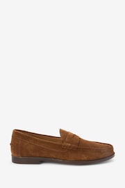 Brown Suede Regular Fit Penny Loafers - Image 5 of 10